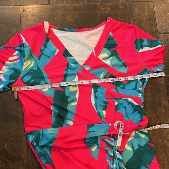 Short Sleeve Long V-Neck long Floral Maxi Dress Medium - Picture 13 of 16